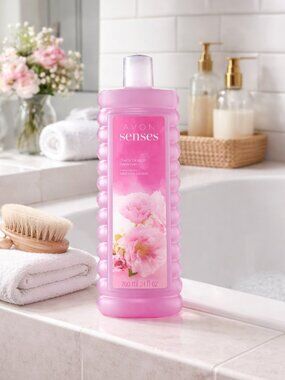 Avon Senses Cherry Blossom Bubble Bath 24 Fl Oz Floral Scent Relaxing Bath Soak